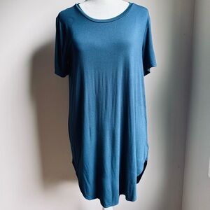 Daily Ritual‎ Crew Neck T-Shirt Womens Short Sleeve Turquoise Blue Size Medium